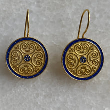 Byzantine sovereign blue and gold earrings