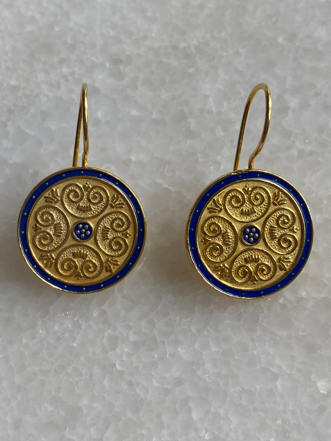 Byzantine blue and gold earrings