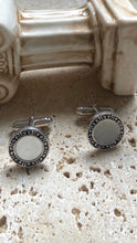The Meandros Greek key mother of pearl cufflinks