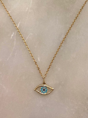 9k white gold turquoise eye pendant and chain necklace