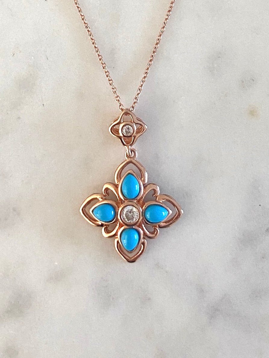 Rose vermeil turquoise cross