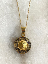 Lion and Greek Key in Gold necklace