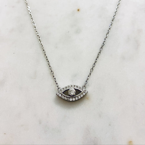 Eye/mati White sapphire eye necklace (gold or silver)