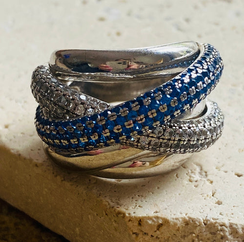 Five band silver ring