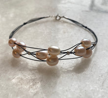 Cluster pearl wire bracelet