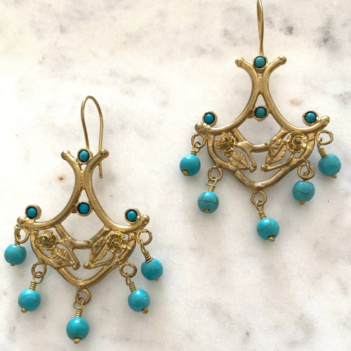 Dianna's garden turquoise chandelier earrings
