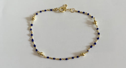 Lapis enamel with gold vermeil beads bracelet.
