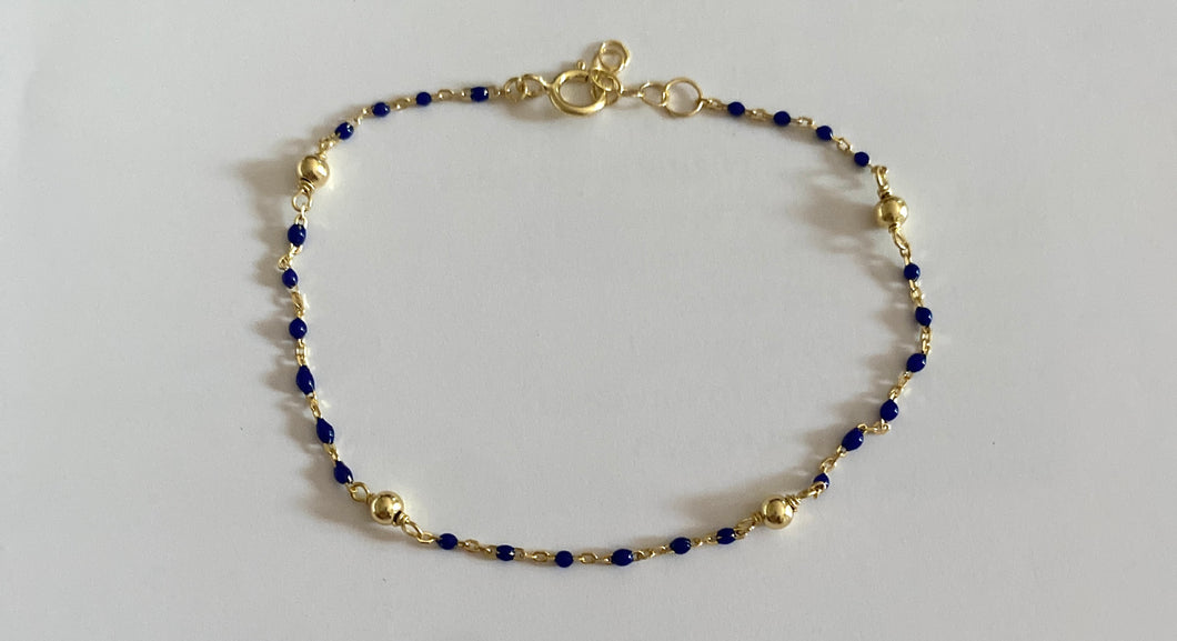 Blue Lapis with gold vermeil beads bracelet.