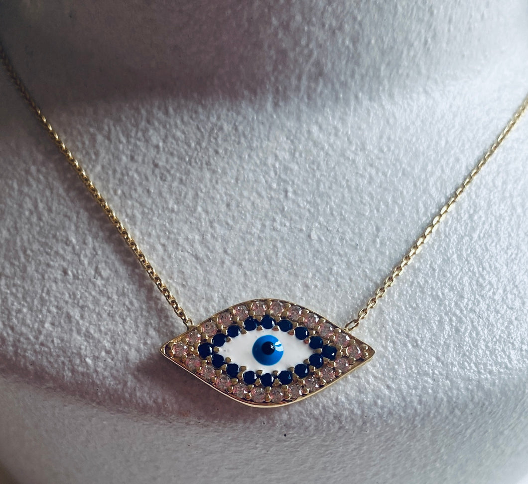 14k solid gold mati-eye necklace
