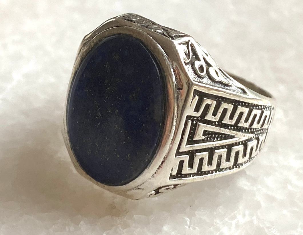 Oval Hellenic Ring Lapis Lazuli