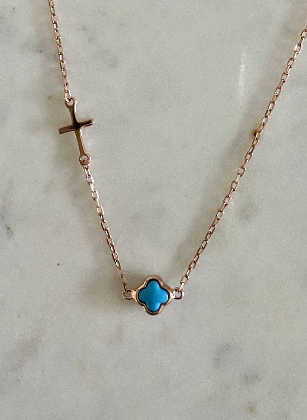 Cleopatra small turquoise (18k rose gold vermeil) necklace
