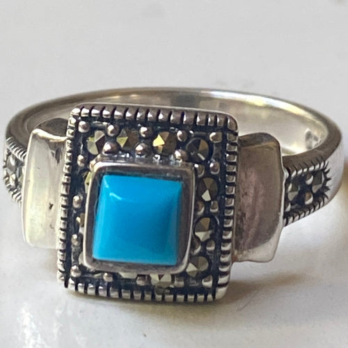 Turquoise cushion cut ring