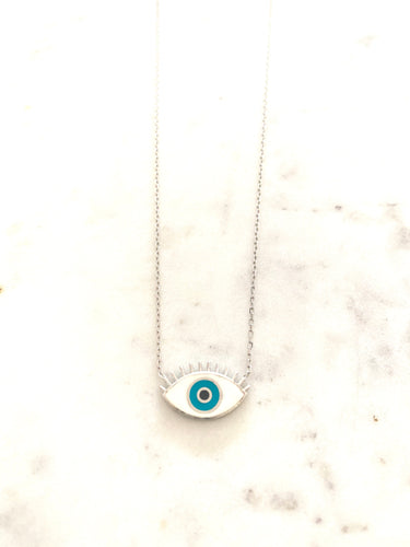 Long lashes eye necklace (silver)