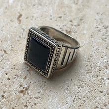 Black onlyx square Hellenic ring