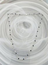 Onyx & cubic zirconia cabochon necklace (silver)