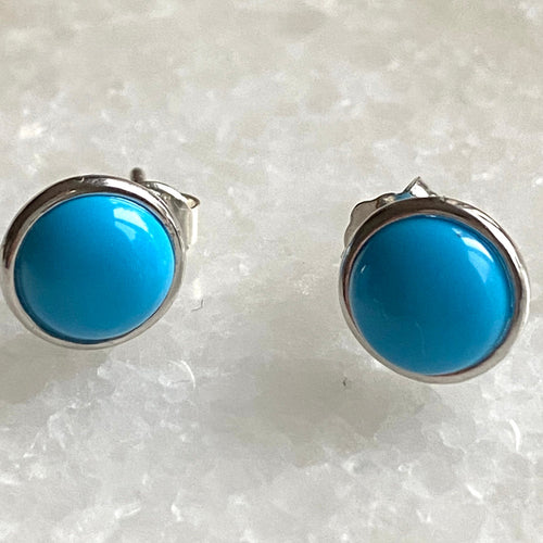 Turquoise cabochon stud earrings