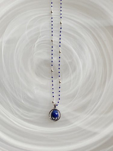 Lapis lazuli on blue beads