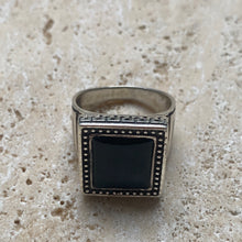 Black onlyx square Hellenic ring
