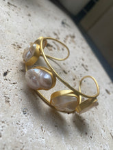 Keshi pearl cuff bracelet is