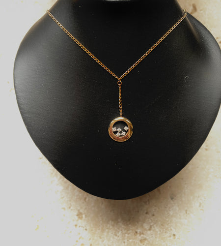 9k gold 5 diamond stars necklace