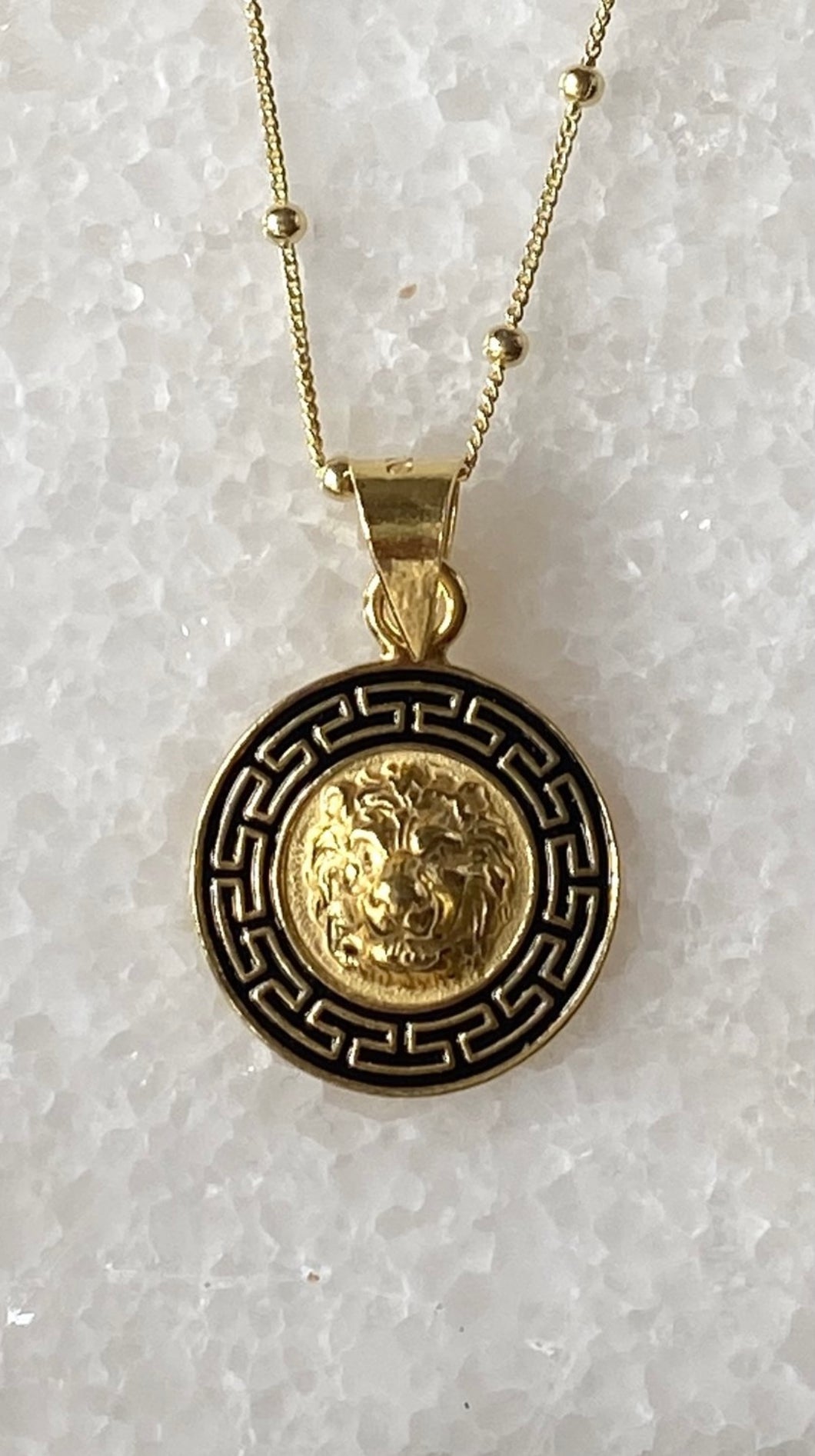 Gold Square Greek Key Pendant Necklace- Order Wholesale