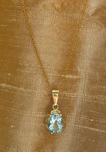 Blue Topaz in 9k yellow gold setting pendant & 18k gold vermeil chain