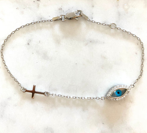 Eye (mati) & Cross bracelet