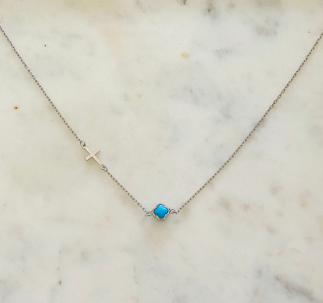Cleopatra small turquoise centrepiece necklace (sterling silver)